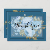 Classy Chic Blue Flororal Vielen Dank Postkarte (Vorne/Hinten)