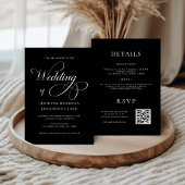 Classy Chic Calligraphy Black All in One Wedding Einladung