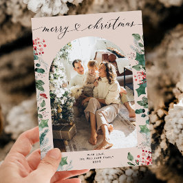 Classy Chic Calligraphy One Foto Xmas Feiertagskarte