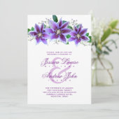 Classy Chic Clematis Hochzeitsfeier Einladung (Stehend Vorderseite)
