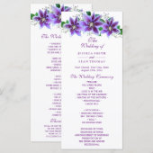 Classy Chic Clematis Hochzeitsprogramm Programm (Vorne/Hinten)