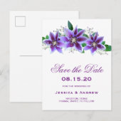 Classy Chic Clematis Wedding speichern das Datum Ankündigungspostkarte (Vorne/Hinten)
