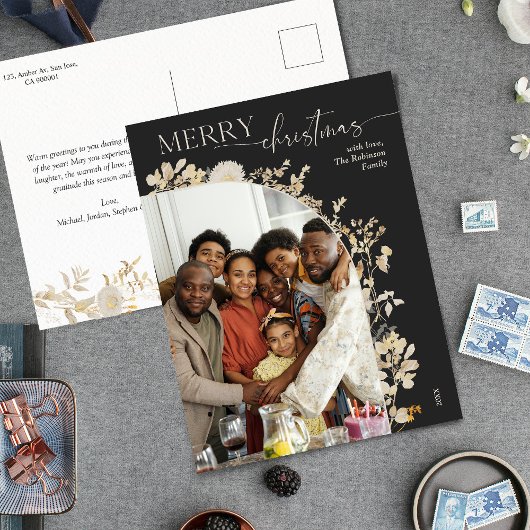 Classy Chic Dark Gold Blume Foto Weihnachten