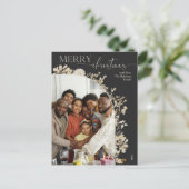 Classy Chic Dark Gold Blume Foto Weihnachten (Stehend Vorderseite)