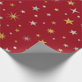 Classy Chic Elegant Gold Silver Red Christmas Star Geschenkpapier (Ecke)