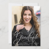 Classy Chic Elegant Script FOTO Graduation Party Einladung (Vorderseite)