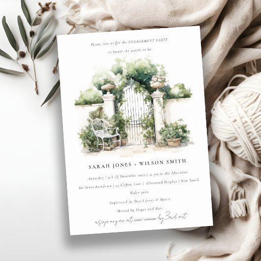 Classy Chic French Garden Landscape Engagement Einladung