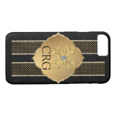Classy Chic Gold Black Bling Monogram Case-Mate iPhone Hülle (Rückseite (Horizontal))