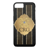 Classy Chic Gold Black Bling Monogram Case-Mate iPhone Hülle (Rückseite)