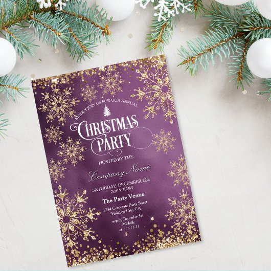 Classy Chic Gold Glitter Corporate Christmas Party Einladung