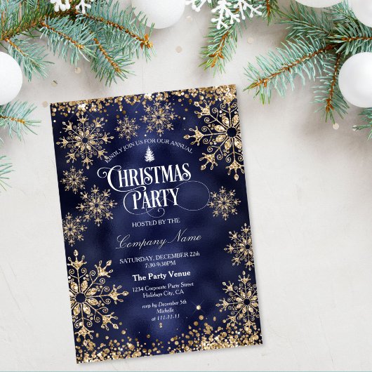 Classy Chic Gold Glitter Corporate Christmas Party Einladung