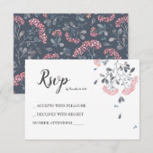 Classy chic gray pink Aquarell Hochzeit RSVP (Vorne/Hinten)