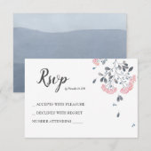 Classy chic gray pink Aquarell Hochzeit RSVP Karte (Vorne/Hinten)