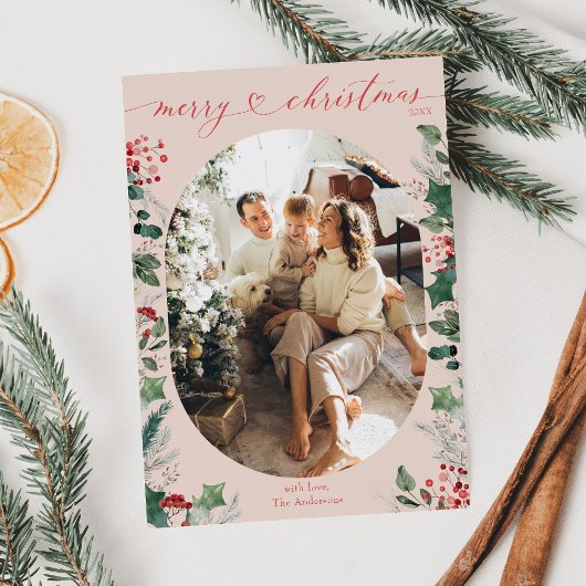 Classy Chic Heart Script Foto Erste Weihnachten