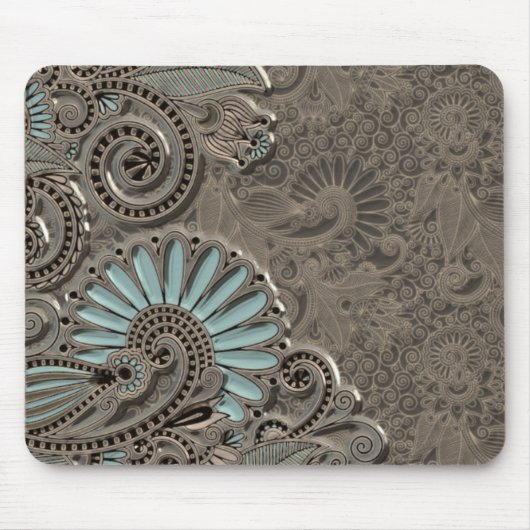 Classy Chic Hübsch Damask Paisley Floral Pattern Mousepad (Vorne)