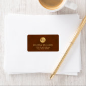Classy Chic Initial Brown Texture & Gold-Adresse Adressaufkleber (Insitu)