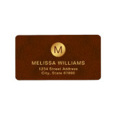 Classy Chic Initial Brown Texture & Gold-Adresse Adressaufkleber (Vorne)
