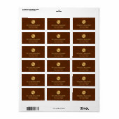 Classy Chic Initial Brown Texture & Gold-Adresse Adressaufkleber (Vorne)