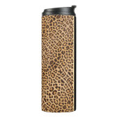 Classy Chic Leopard Print Black Brown Personalisie Thermosbecher (Nach links gedreht)