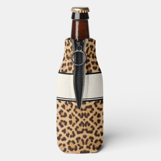 Classy Chic Leopard Print Personalisiert Flaschenkühler (Flasche Rückseite)
