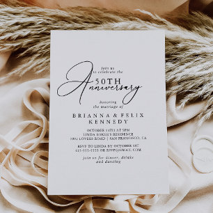 Classy Chic Minimalistisch 50. Hochzeitstag Einladung