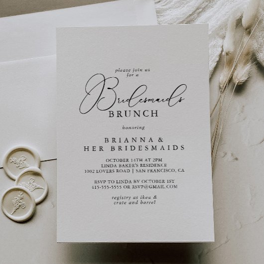 Classy Chic Minimalistisch Bridesmaids Brunch-Dusc Einladung