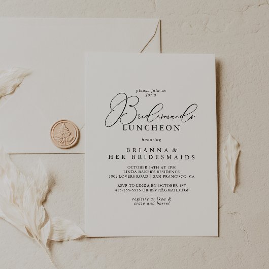 Classy Chic Minimalistisch Bridesmaids Luncheon Du Einladung