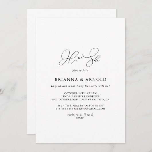 Classy Chic Minimalistisch, dass er oder sie Gesch Einladung (Vorne/Hinten)