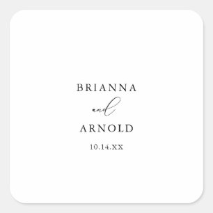 Classy Chic Minimalistisch Wedding Umschlag Aufkle Quadratischer Aufkleber