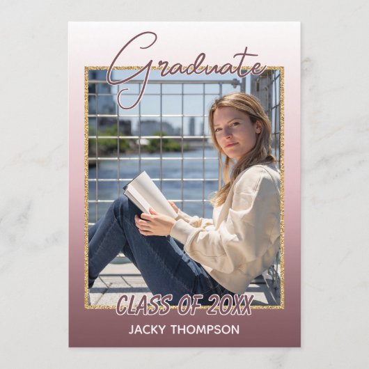 Classy Chic Ombre Mauve Taupe Dark Pink Abschluss Ankündigung (Vorderseite)