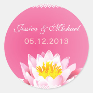 Classy Chic Pink Lotus Blume Hochzeitsticker Runder Aufkleber