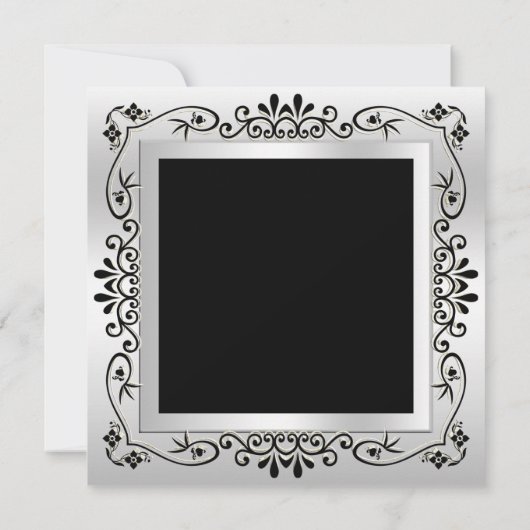 Classy Chic Silver Decorative Gerahmt 50. Geburtst Einladung (Rückseite)