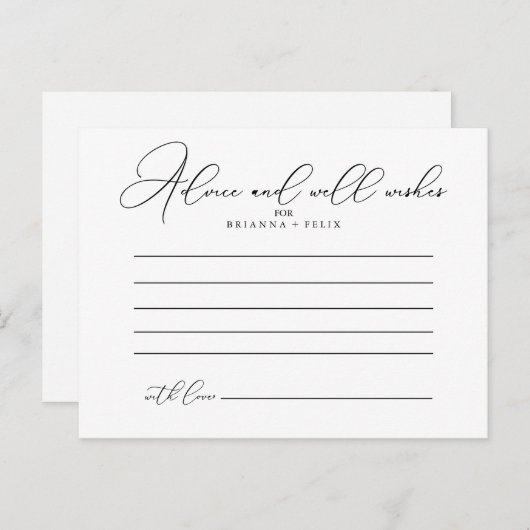 Classy Chic Wedding Advice Card Postkarte (Vorne/Hinten)