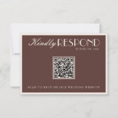 Classy Chocolate Brown Old Money QR Code Wedding RSVP Karte (Vorderseite)