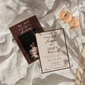 Classy Chocolate Brown Old Money Retro Wedding Einladung