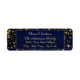 Classy Christmas Blue Gold Stars Label
