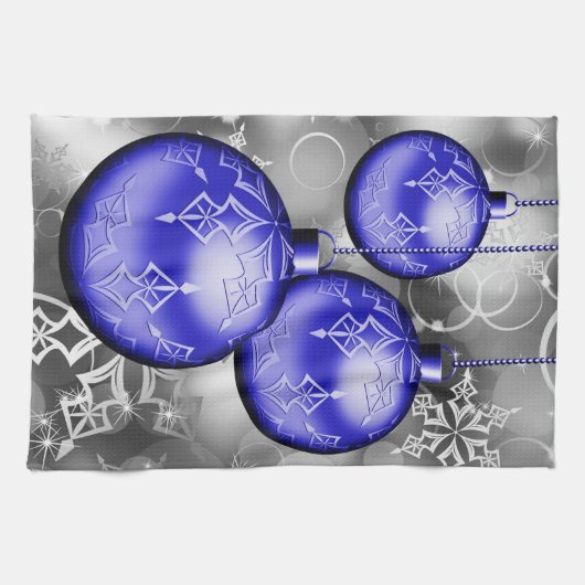 Classy Christmas Blue Silver Grau Küchentuch (Horizontal)