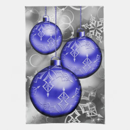 Classy Christmas Blue Silver Grau Küchentuch