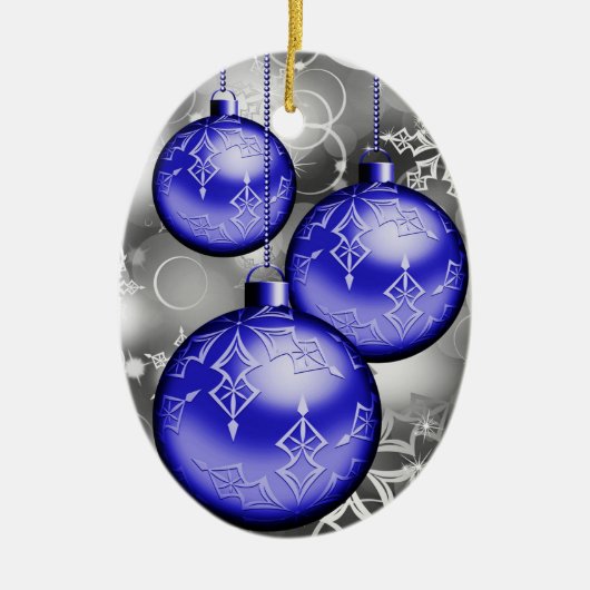 Classy Christmas Blue Silver Gray Ornament (Vorne)