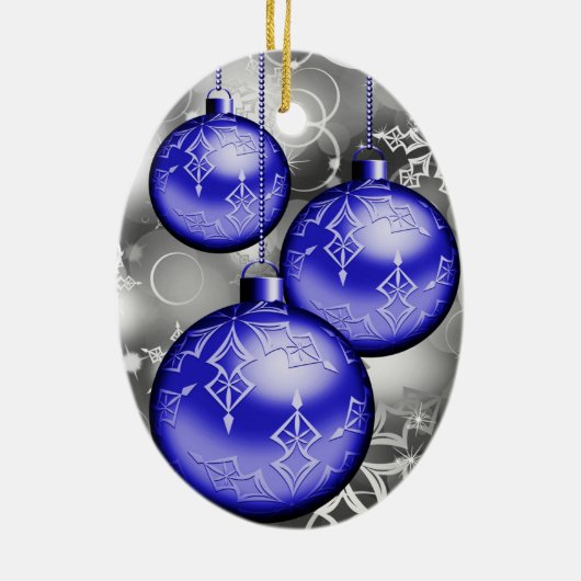 Classy Christmas Blue Silver Gray Ornament (Hinten)