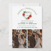Classy Christmas Floral Monogram Heart Initials Save The Date (Vorderseite)