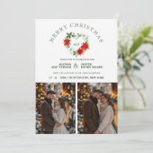 Classy Christmas Floral Monogram Heart Initials Save The Date (Stehend Vorderseite)