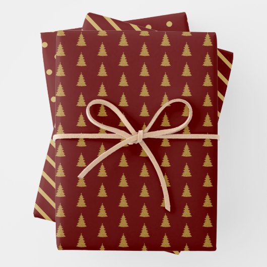 Classy Christmas Tree Red Gold Holiday Geschenkpapier Set (Beispiel)