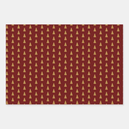 Classy Christmas Tree Red Gold Holiday Geschenkpapier Set (Vorderseite)