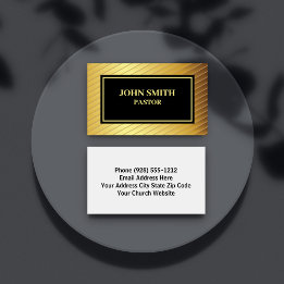 Classy Church Pastor Gold und Black Business Cards Visitenkarte
