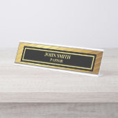 Classy Church Pastor Gold und Schwarz Schreibtischnamensplakette (Vorderseite )