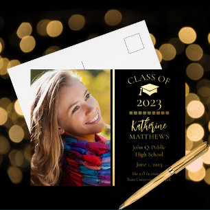 Classy Class 2023 Graduation Photo Announcement Folien Feiertagspostkarte