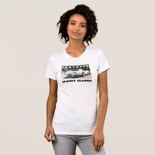 Classy Classic 1975 White Corvette Stingray T-Shirt (Vorne ganz)