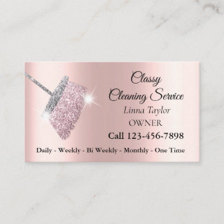Classy Cleaning Service Silber Rosa Visitenkarte