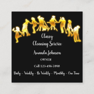 Classy Cleaning Services Gold Logo Maid Black Lux Quadratische Visitenkarte
